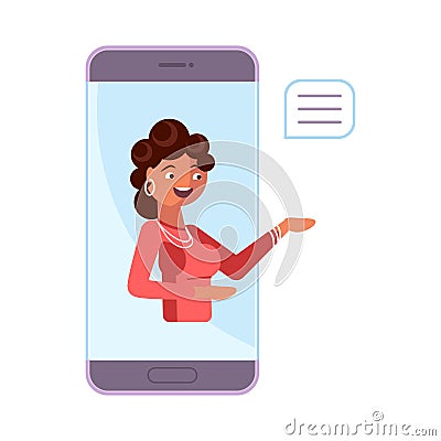 Video Streamer female Blogger character. Vector Illustration